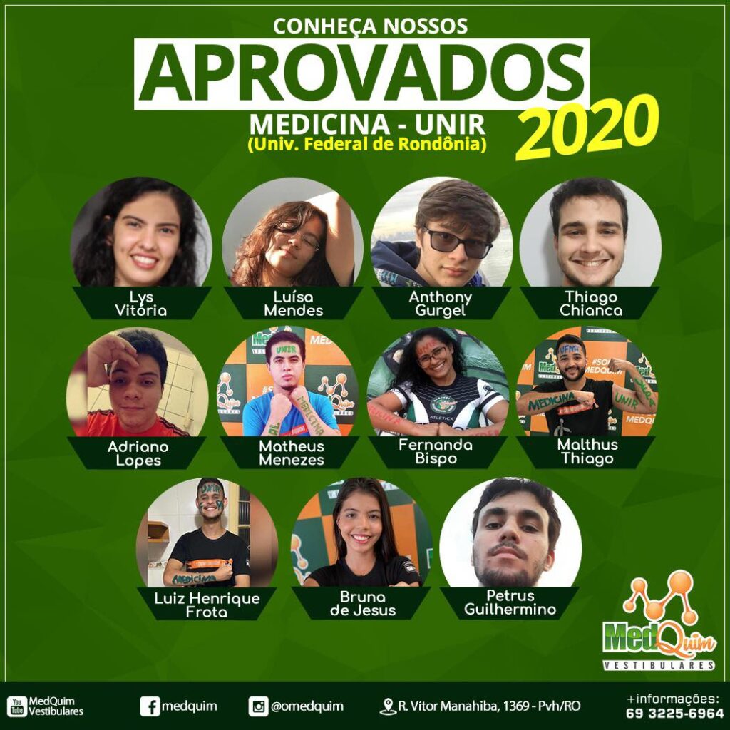 Aprovados Medicina UNIR 2020